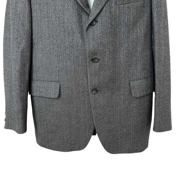 Vintage Jos A Bank Clothiers Blazer Navy Blue Gray Herringbone Striped Jacket 40 - Picture 5 of 10